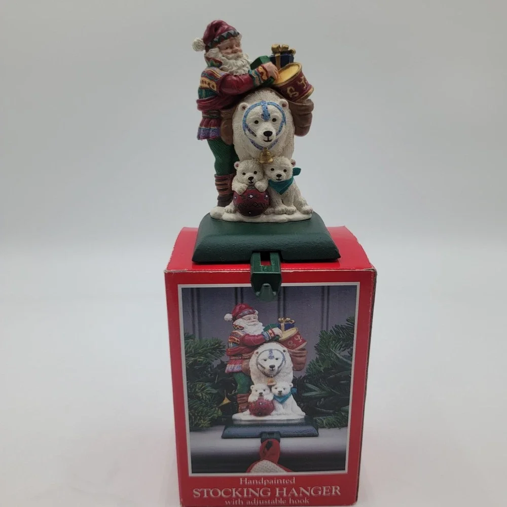 VTG Potpourri Designs 1994 Santa with Polar Bears Stocking Hanger Handpainted